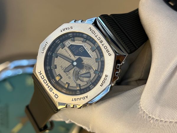 G Shock GA 2100 Metal Grey Dial Silver Case Black Belt AAA Grade