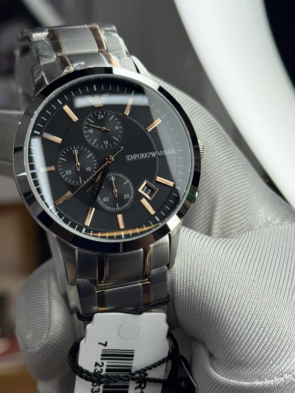 EMPORIO ARMANI Renato Chronograph Black Dial Men's Watch AR11165 (Two-Tone)