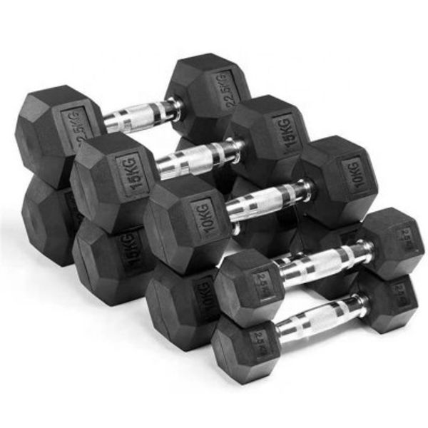 Rubber coated hex dumbbell 2.5kg,5kg,7.5kg,10kg,12.5kg,15kg,17.5kg,20kg,22.5kg,25kg,27.5kg,30kg,32.5kg,35kgpair 240tk per kg