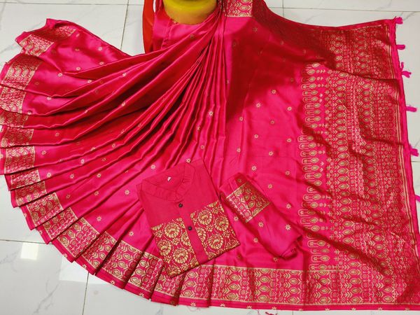 Premium Bodhuya Japani Silk Saree & Panjabi Set