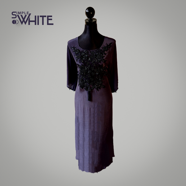 Midnight Bloom with Embroidered Satin Fabric