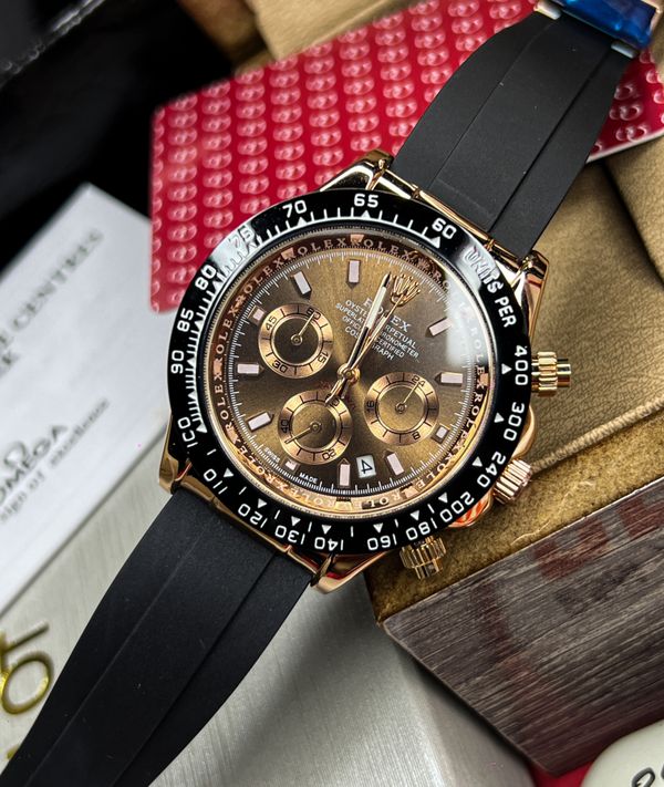 Rolex Daytona Black Belt RG Case Brown Dial Simple