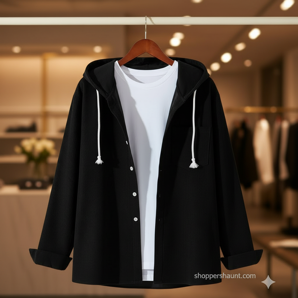 corduroy hooded shirt for winter 0057