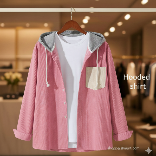 Corduroy hooded shirt for winter 0054