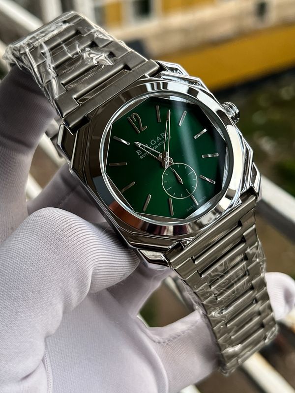 Bvlgari 60Sec Chain Silver Glossy Green Dial