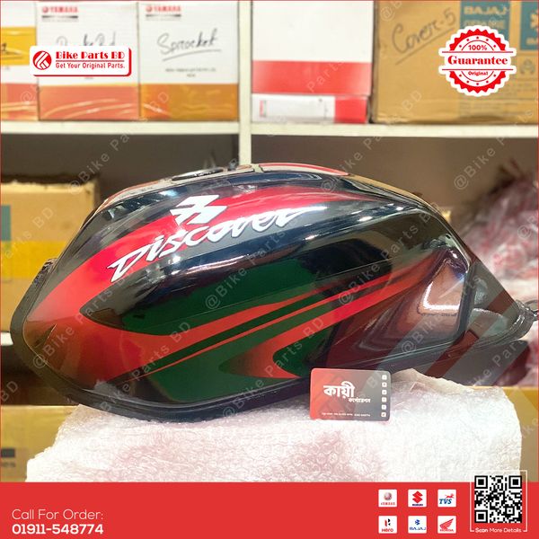 Fuel Tank for Bajaj Disover 125 Black-Red bike.