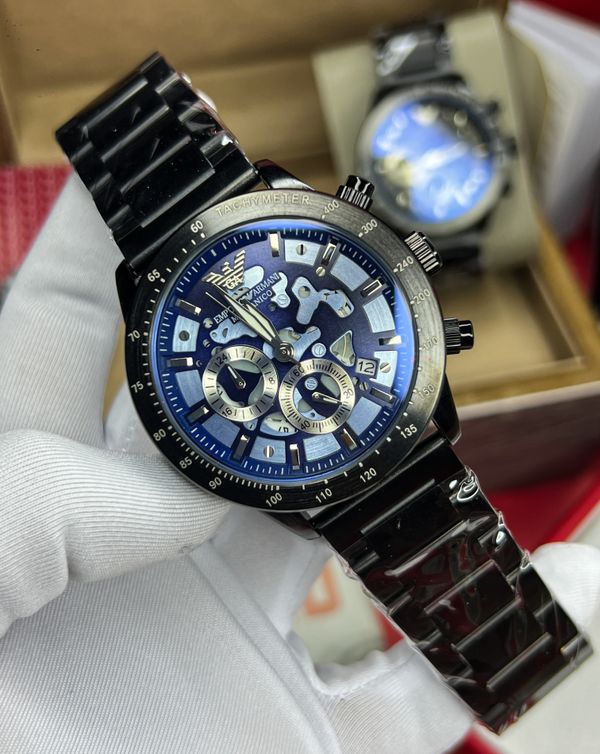 Armani Meccanico Flat Chain Black Blue Dial V2