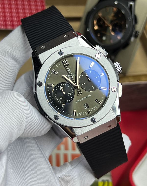 Hublot Classic Fusion Chrono Belt Full Black Silver Case