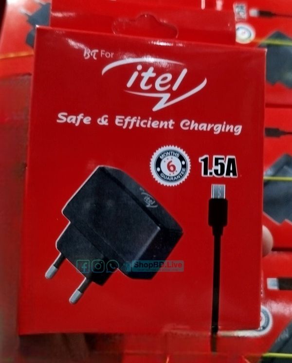 itel 1.5A Fast Charger | Safe & Efficient Charging for Smartphones | 6 Month Guarantee | Price in BD
