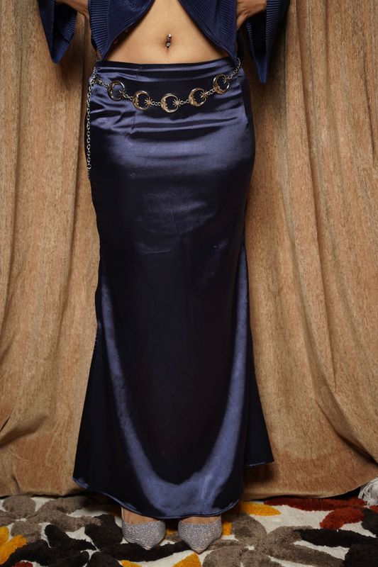 Midnight Blues Satin Skirt - Image 2