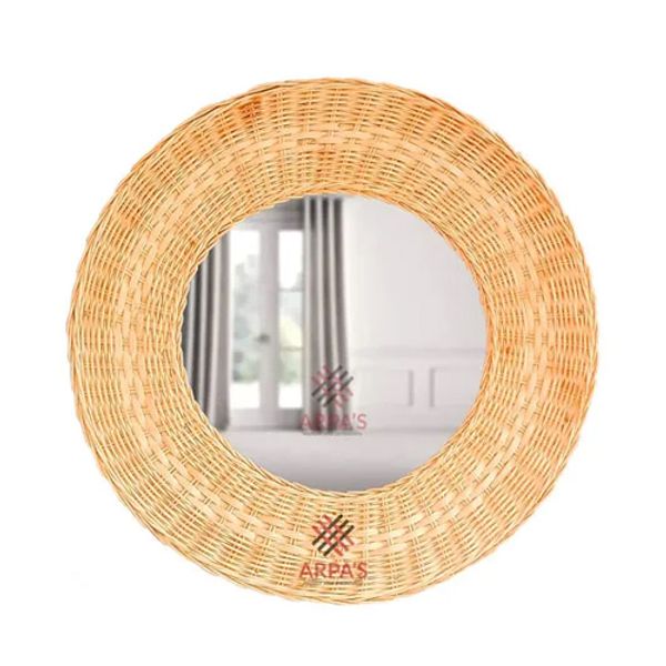 Rattan Made Round Mirror