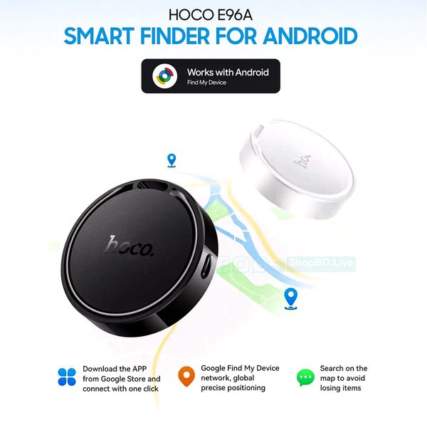 Hoco E96A Busca Smart Anti-Lost Tracker | Google Find My Device | 8-Month Battery | Price in BD