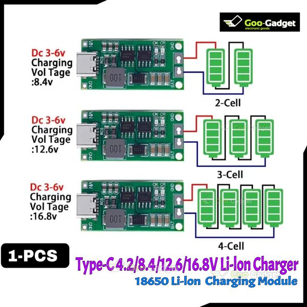Multi-Cell 2S 3S 4S Type-C Step-Up Boost Charger | 8.4V 12.6V 16.8V LiPo/Li-Ion Battery Charger