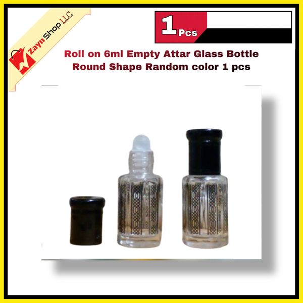 Empty Roll on Glass Attar bottle 6ml Round Shape Random color 1 pcs