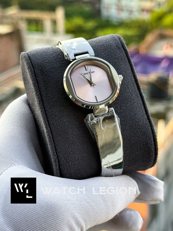 CALVIN KLEIN SILVER CASE PINK DIAL