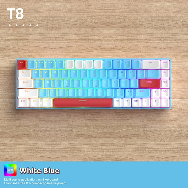 FreeWolf T8 Wired 65% Compact Gaming Mechanical Keyboard Red switch