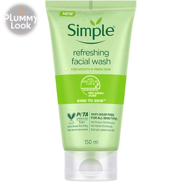 Simple Kind To Skin Refreshing Face Wash | 100% soap-free gentle cleanser for sensitive, dry & oily skin, for women & men |-(150ml)