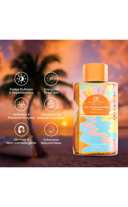 Blaze O’ Skin Rise ‘N’ Shine Energizing Face Wash – Sunset Beads 250ml - Image 2