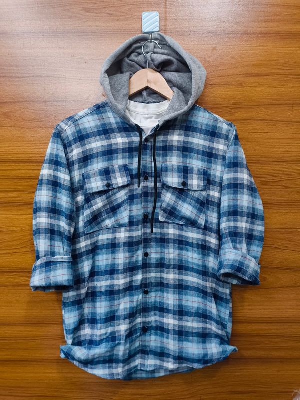 Export Quality check hooded shirt for winter 0053