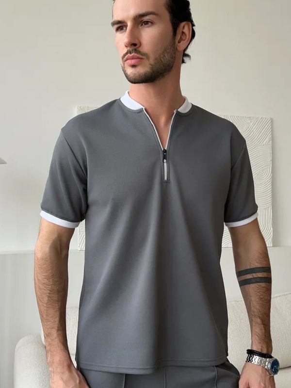 Neck Zipper Polo Shirt | Anther