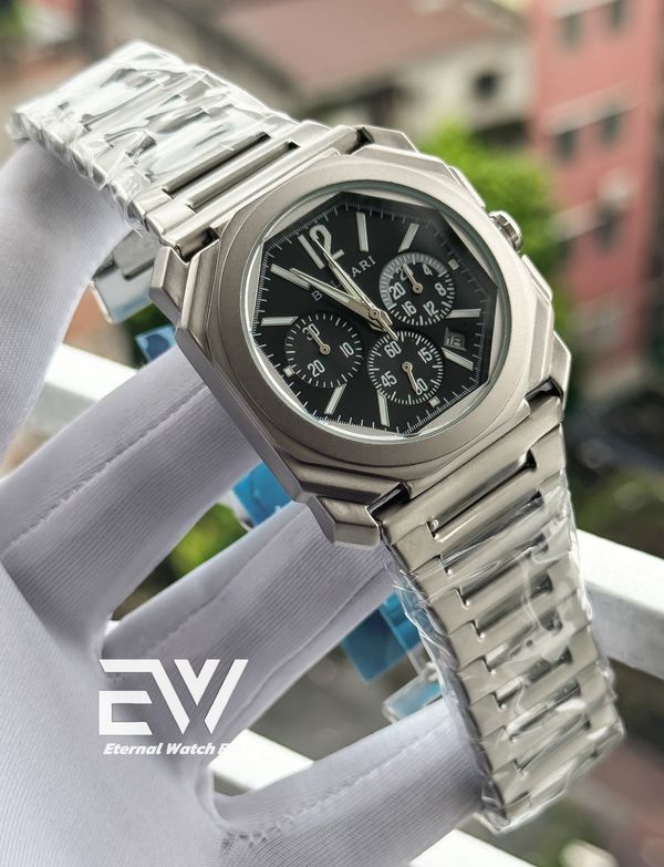 BVLGARI MATTE GRAY CH BLACK DIAL CHRONO ACTIVE