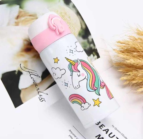 Portable kids thermos flask bottle with straw