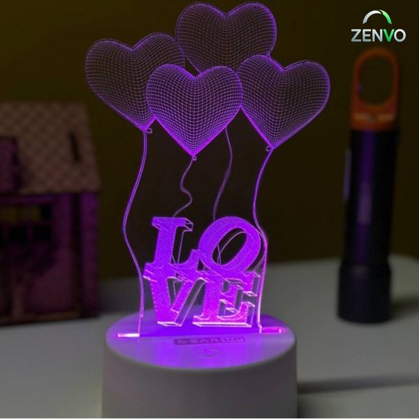 GearUP Acrylic Multicolor Night Lamp (Love Baloon