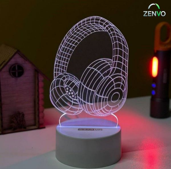 GearUP Acrylic Multicolor Night Lamp (Headphone)- White