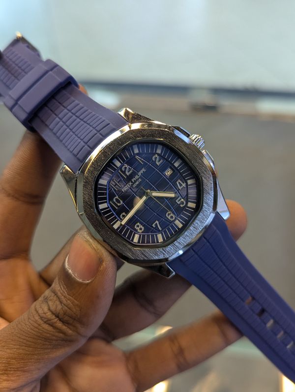 Patek Philippe Aquanaut Blue Belt Silver Case Blue Dial Non Chrono