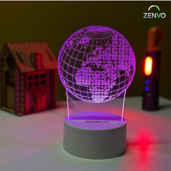 GearUP Acrylic Multicolor Night Lamp (Globe)- BLACK