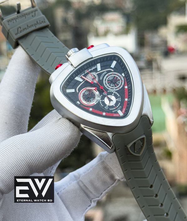 LAMBORGHINI GRAY BELT BLACK DIAL REG DIGITS