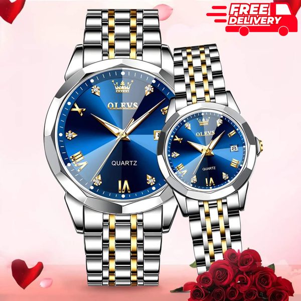 Olevs Stainless Steel fashionable Couple watches
