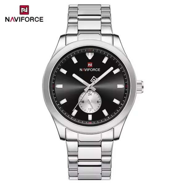 Naviforce 9231 Silver Black Watch For Men