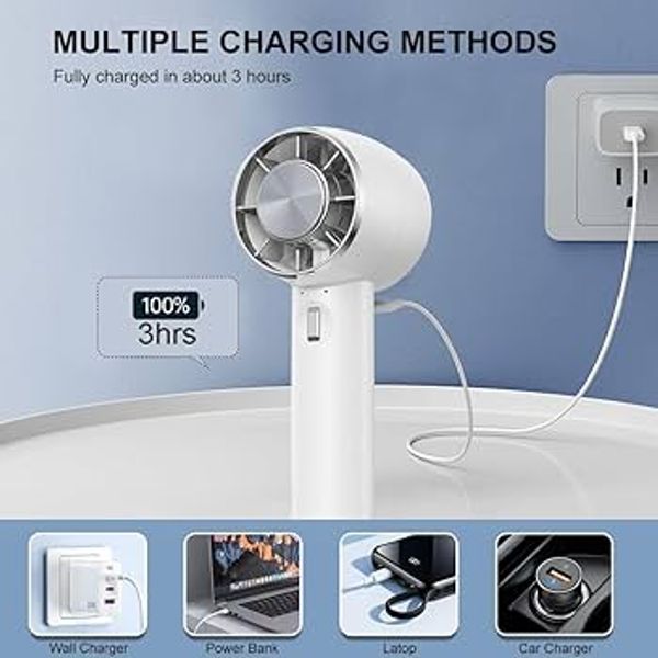 RECHARGEABLE PORTABLE HANDHELD MINI FAN THREE SPEED CONTROL WITH PHONE STAND AND EASY TO CARRY