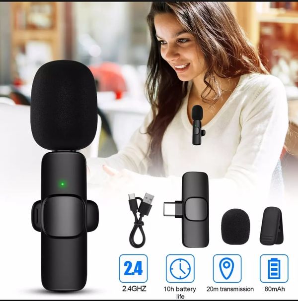 K8 Wireless Microphone for YouTube Vlogging Video Recording Online Classes/Collar Microphone with Noise Cancellation Mic Supports Type-C Android & iPhone/Plug and Play
