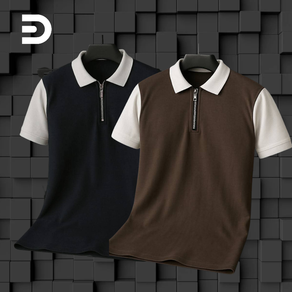 Get Extra Discount 2Piece Stylish Premium Quality Zipper Polo