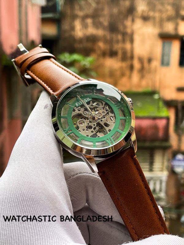 Fossil Auto Mustard Belt Green Dial