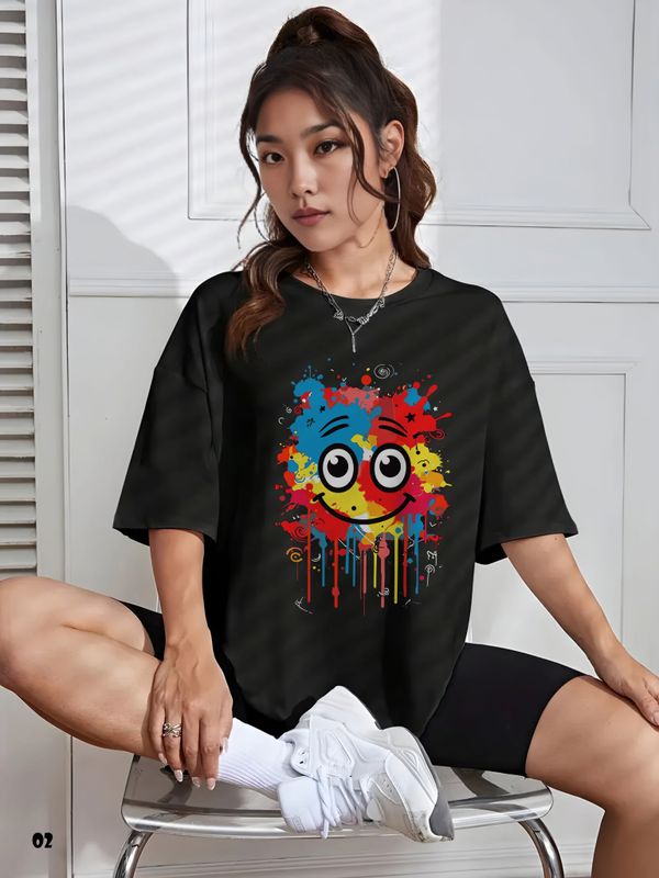 Drop Shoulder Premium Happy T-shirt - 02