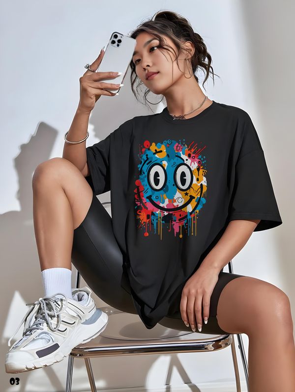 Premium Drop Shoulder Happy T-shirt - 03