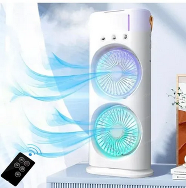 3 in 1 Rechargeable fan Remote Control Double Head Spray Cooling Fan - Image 2