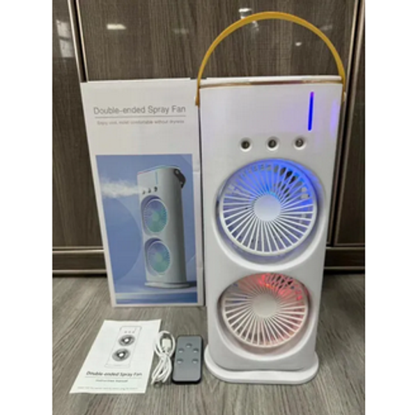 3 in 1 Rechargeable fan Remote Control Double Head Spray Cooling Fan - Image 3