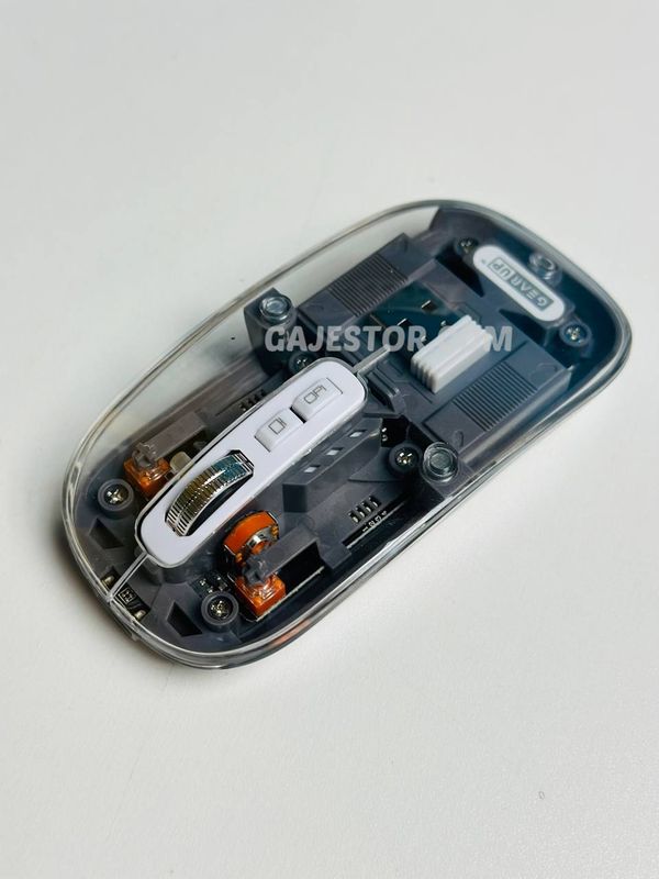 GearUP WM30 Transparent Crystal 2.4G + Bluetooth Magnetic Wireless Mouse- Gray Color