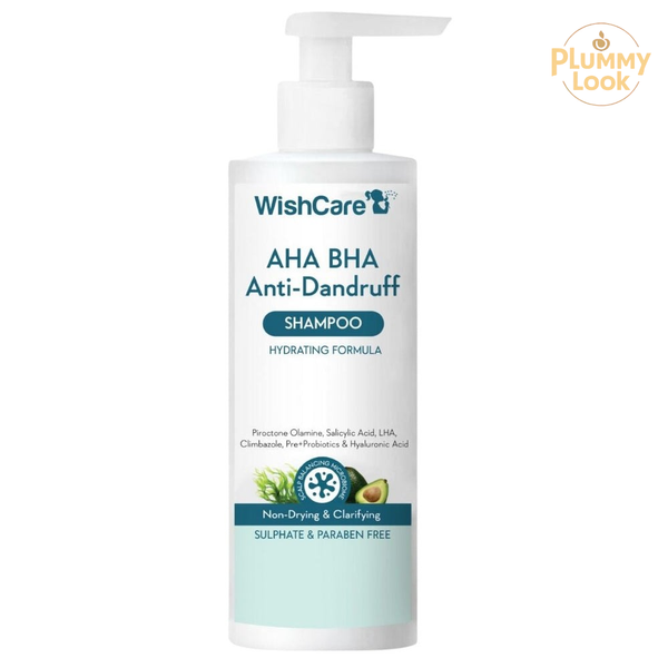 WishCare Hydrating AHA BHA Anti Dandruff Shampoo For Women & Men- Piroctone Olamine, Salicylic Acid, LHA, Climbazole, Pre+Probiotics & Hyaluronic Acid - Paraben & Sulphate Free Shampoo | -(250ml)