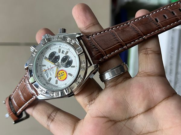 BREITLING CHRONO BROWN BELT WHITE DIAL