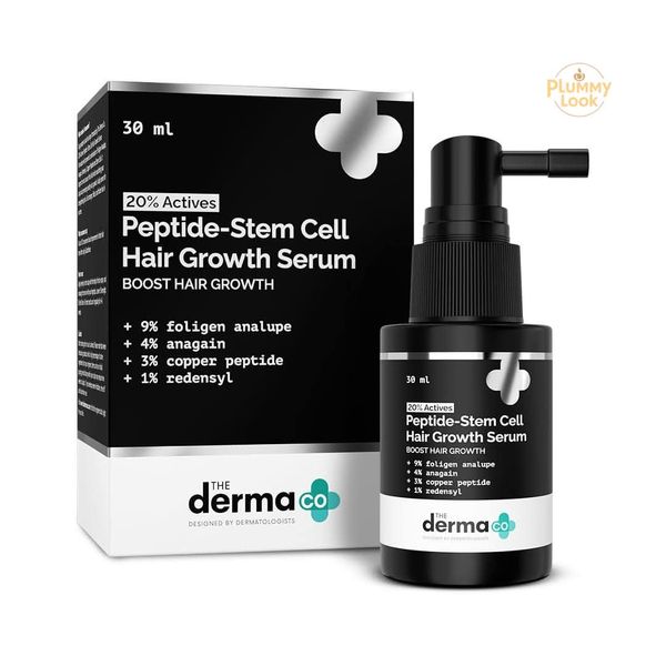 The Derma Co 20% Actives Peptide Stem Cell Hair Growth Serum | With 9% Foligen Analupe | 4% Anagain | 3% Copper Peptide | 1% Redensyl | Boosts Hair Growth | Promotes Healthy Scalp | For All Hair Types -(30ml)