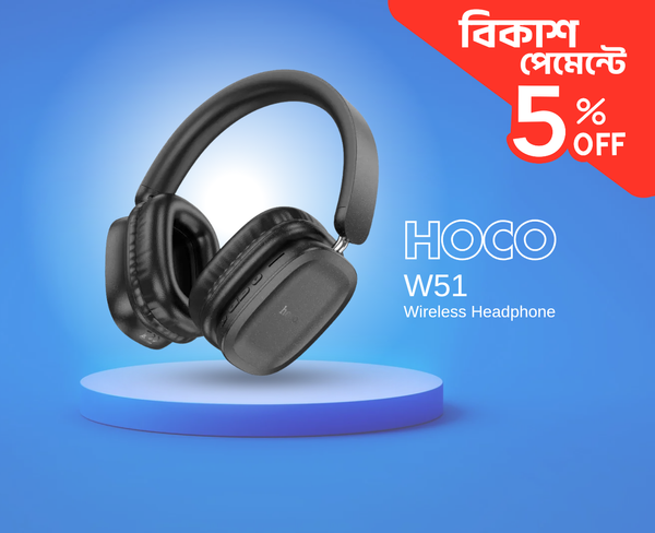 HOCO W51 Delightful Wireless Bluetooth Headphone With Mic- Black Color