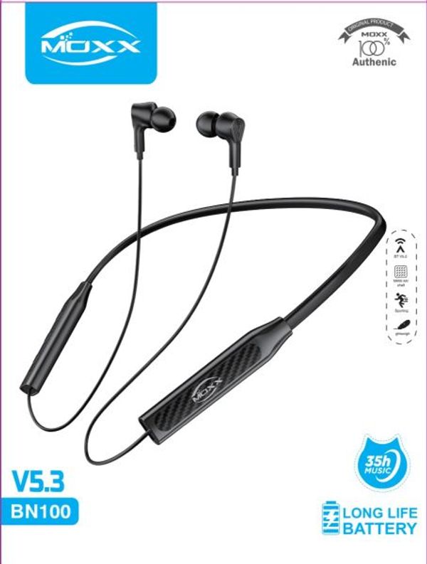 MOXX BN-100 Wireless Neckband | 35 Hours Playtime | Bluetooth 5.3 | Premium Sound