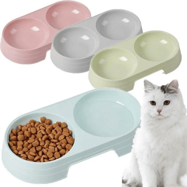 Pet Double Bowl of Water Food pink for Dog Cat Pet Jora Vati Bati for Cat and Dog Partisan Food Pot Feeder Container Bowl 1pc
