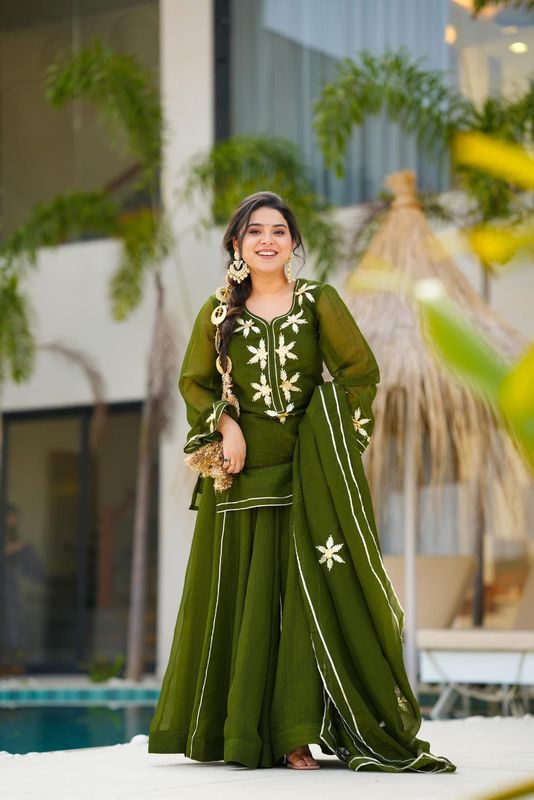 Green kurta palazzo set