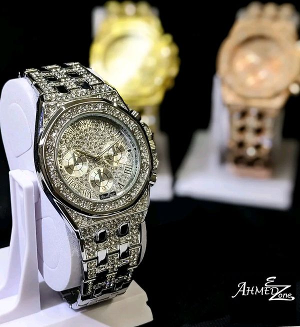 Iced Out Watch Silver Color Unisex